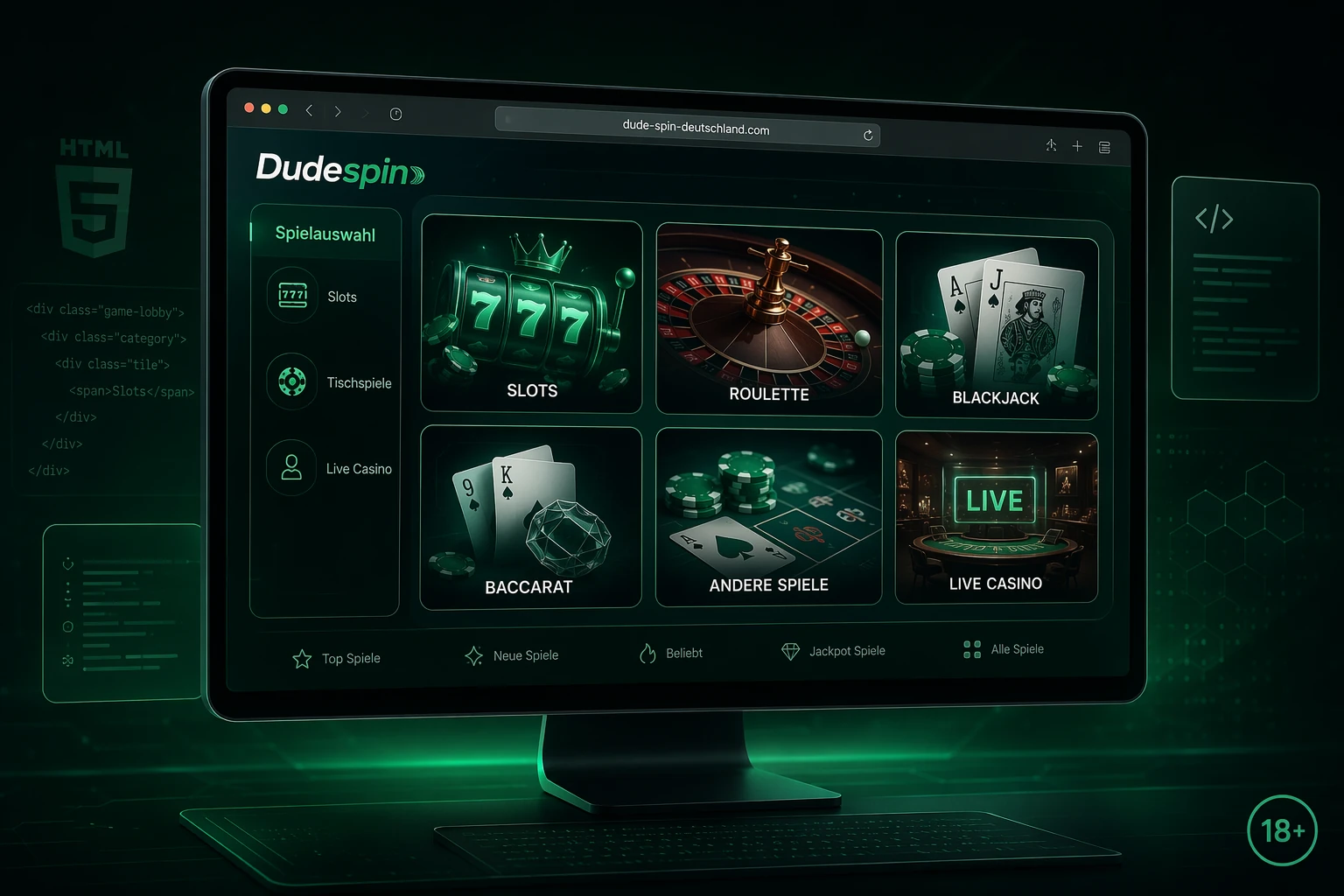 Spielauswahl und Software bei Dude Spin Casino