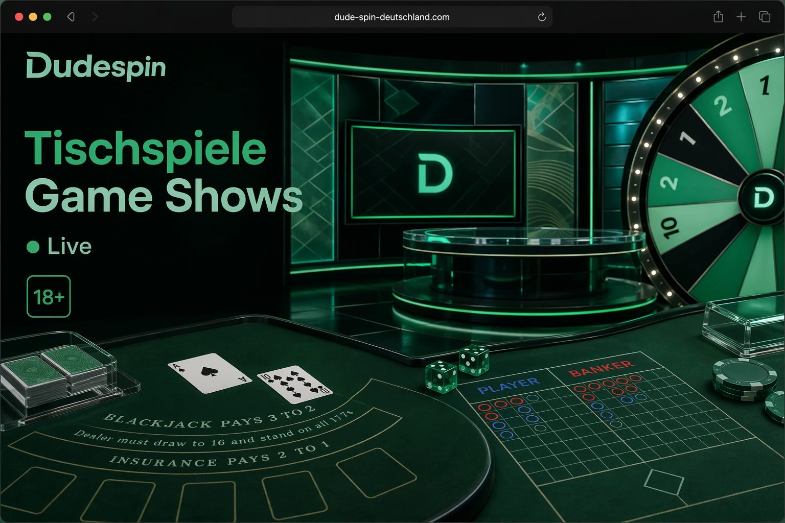 Weitere Live-Tischspiele und Game Shows bei Dude Spin