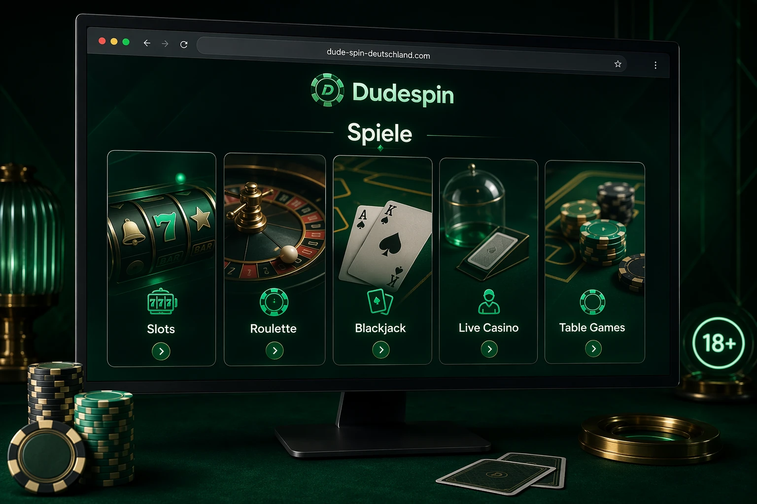 Spiele und Casino-Angebot bei Dudespin