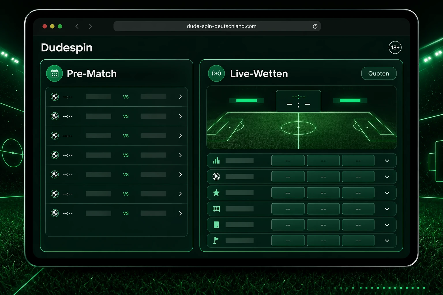 Wie Dudespin Sports Betting funktioniert: Pre-Match und Live-Wetten